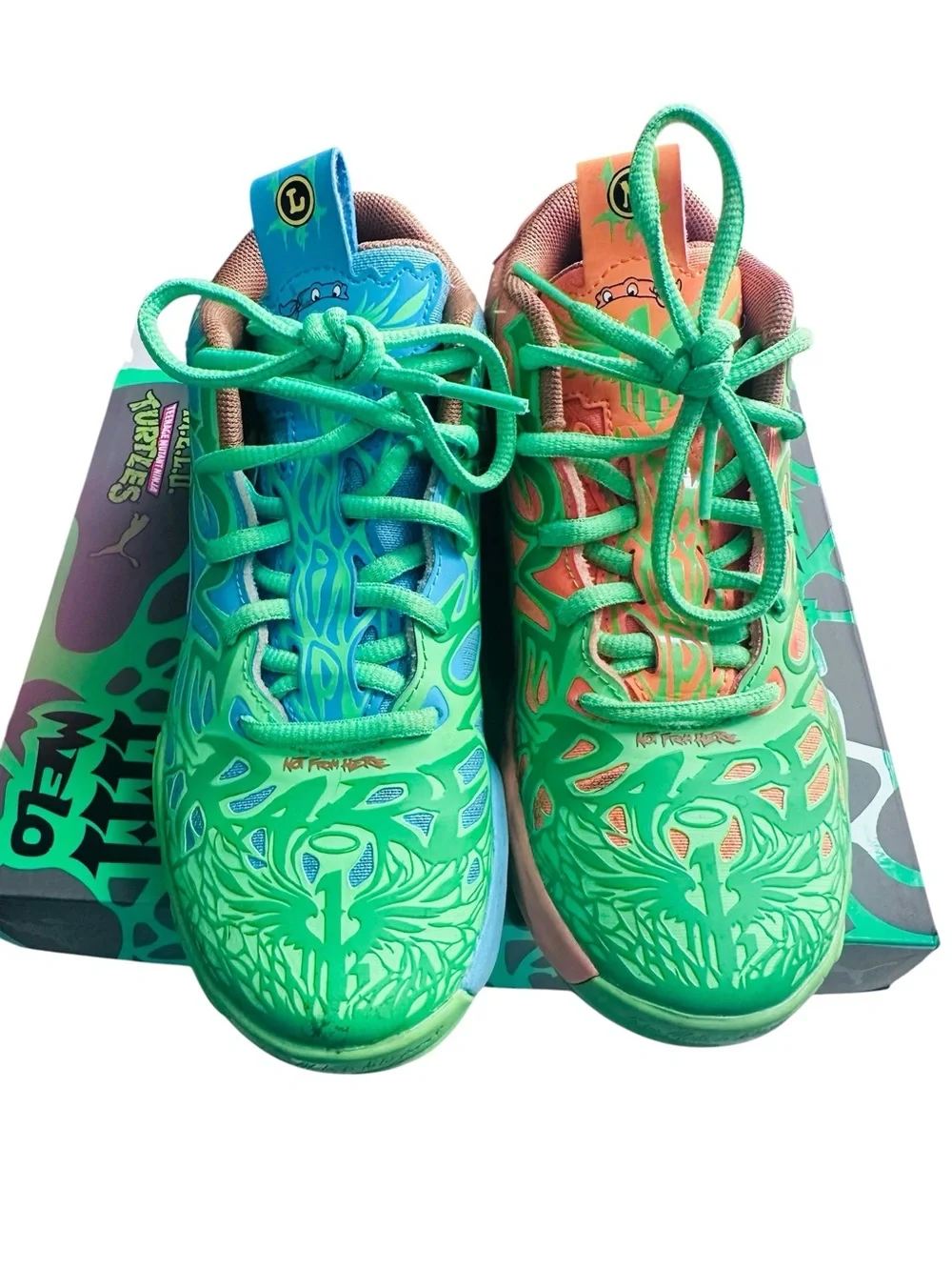 Puma x TMNT Kids' Melo Green Wave Basketball Shoes Size 1c